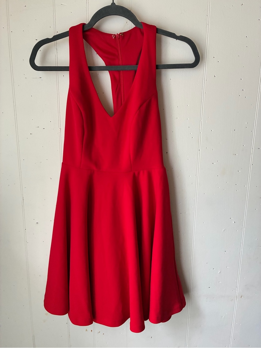 Lulu's Red Deep V Fit & Flare Mini Dress